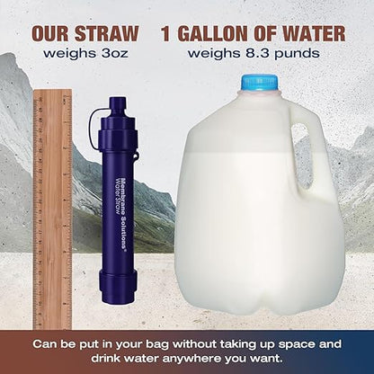 Membrane Solutions Water Filter Straw S2, NSF/ANSI 42&372&401 Certified, 4-Stage 0.1 μm Portable Water Purifier with Replaceable Filter, 5,000L Capacity for Camping, Hiking, Survival and Emergency- 5P