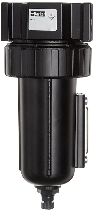 Parker 07F34AC Compressed Air Filter, Removes Particulate, Metal Bowl with Sight Gauge, Manual Drain, 40 Micron, 130 scfm, 1/2" NPT