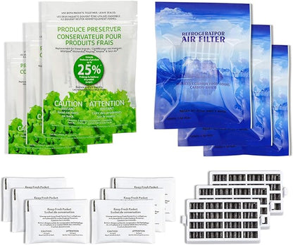 AMI PARTS W10311524 Air Filter &W10346771A Produce Preserver Replacement Compatible with Refrigerator(pack of 3 each)