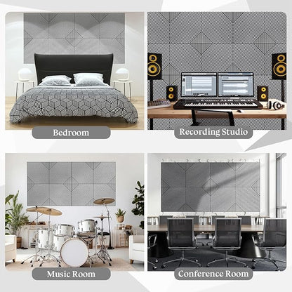 6 Pack Large Acoustical Wall Panels 23.6 x 23.6 Inches Acoustic Peel and Stick Self Adhesive 3D Wall Panel Sound Absorbing Art Decorative Acoustic Panel for Interior and Ceilings Soundproof