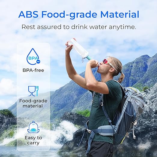 Waterdrop Gravity Water Filter Straw, Camping Water Filtration System, Water Purifier Survival for Travel, Backpacking and Emergency Preparedness, 0.1 Micron, 4 Pack, Light Blue