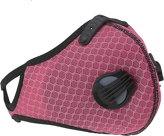 ASA Techmed Reusable Dual Air Breathing Valve Face Mask Cover with Activated Carbon Filter (Pink Cycling)