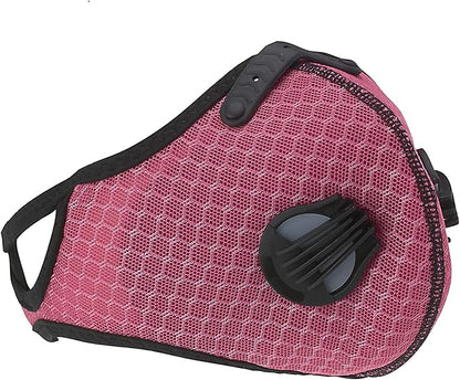 ASA Techmed Reusable Dual Air Breathing Valve Face Mask Cover with Activated Carbon Filter (Pink Cycling)