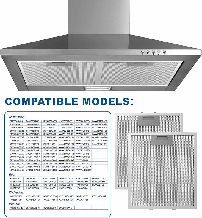 12" X 10.5" W10169961A Range Hood Filter Replacement by ENKTIK Fit for Whirlpool Stove vent filter for Kitchen Overhead Exhaust Fan Blocks Grease & Filters Oven Air (3-Pack)