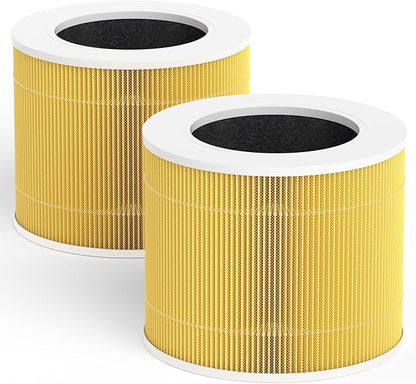 Leemone Core Mini Pet Replacement Filter for LEVOIT Core Mini Air Purifiers, High-Efficiency Activated Carbon, Replace Part Core Mini-RF, 2 Pack,yellow