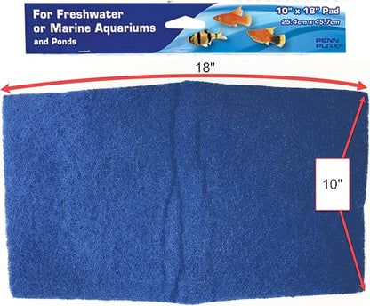 Penn-Plax Cascade Poly Fiber Plus Aquarium Filter Media Pad - Flexible Cut-To-Fit for Freshwater, Saltwater Tanks & Ponds - Works with All Filter Types - Captures Fine & Coarse Debris - 10 x 18 Inches