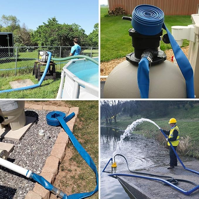 Eastrans 3 inch x 25 FT Pool Backwash Hose,5 inch Width When Pool Hose Lay-Flat, Heavy Duty Discharge Hose, Weather and Burst Resistant, Best Pool Hoses for Inground Pools,Pool Drain Hose