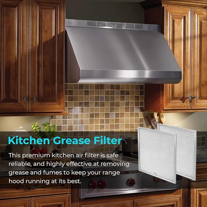 99010316 Range Hood Filter, for Broan Kitchen Exhaust Grease Filter, Stove Hood Vent Air Filters 11 1/4" x 11 3/4" x 3/8" Reinforced Aluminum Frame fit S99010316, NTK7450000,990721400A (2 Pack)