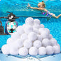 QwayHome 1.54 lbs Pool Filter Balls, Reusable Filter Sand Balls for Above Ground Pool Sand Pump, Pool Filter Sand Alternative, Eco-Friendly Fiber Filter Balls, Replace 55 lbs Filter Sand, White