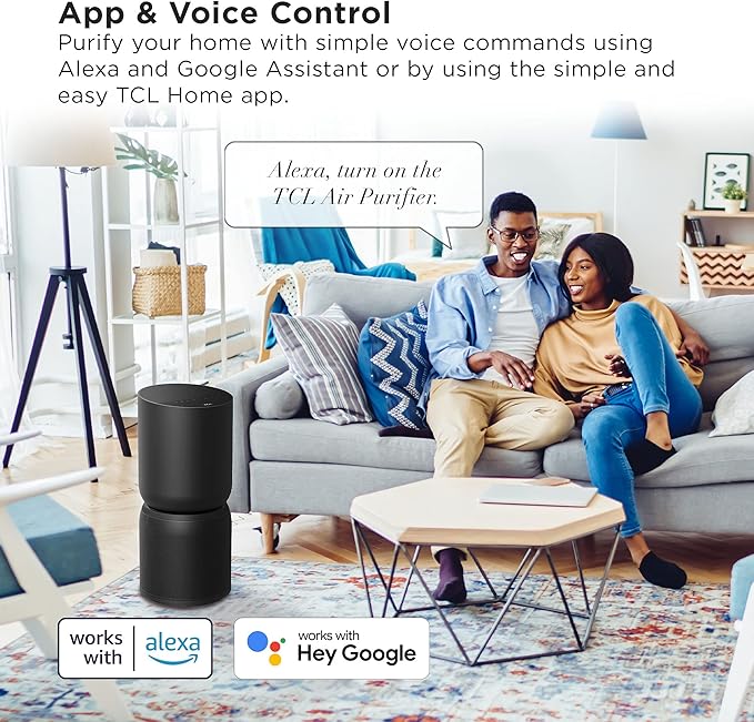 TCL Breeva A5 Smart Air Purifier with 5-Stage Clean, True HEPA (H13), Removes 99.97% of Dust/Bacteria/Odors & More, App & Voice Control, Auto Shield, Ultra-Quiet, Black (A515B)