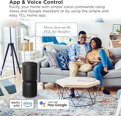 TCL Breeva A5 Smart Air Purifier with 5-Stage Clean, True HEPA (H13), Removes 99.97% of Dust/Bacteria/Odors & More, App & Voice Control, Auto Shield, Ultra-Quiet, Black (A515B)