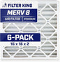 Filter King 16x16x2 Air Filter | 6-PACK | MERV 8 HVAC Pleated A/C Furnace Filters | MADE IN USA | Actual Size: 15.5 x 15.5 x 1.75"