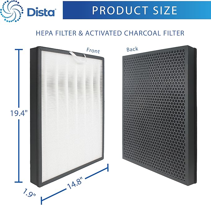 Dista Filter - True Hepa H13 Filter Compatible with LEVOIT EverestAir Air Purifier with 3-in-1 True HEPA, High-Efficiency Activated Carbon, Part # LRF-E551-WUS - Pack of 1
