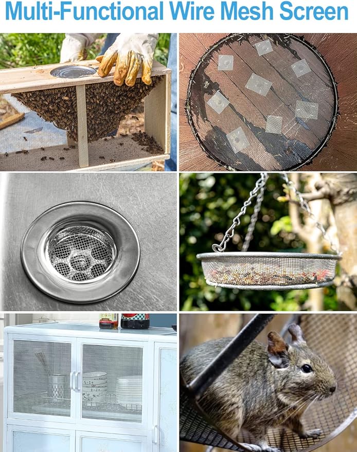 3 Pack Wire Mesh Screen 13.4'' x 9.5'' for Air Vent, 24cm x 34cm, 20 Mesh, 1mm Hole, 304 Stainless Steel Wire to Prevent Mice, Wasps, Bugs, Rodents, Mosquitoes, Spiders, Squirrels