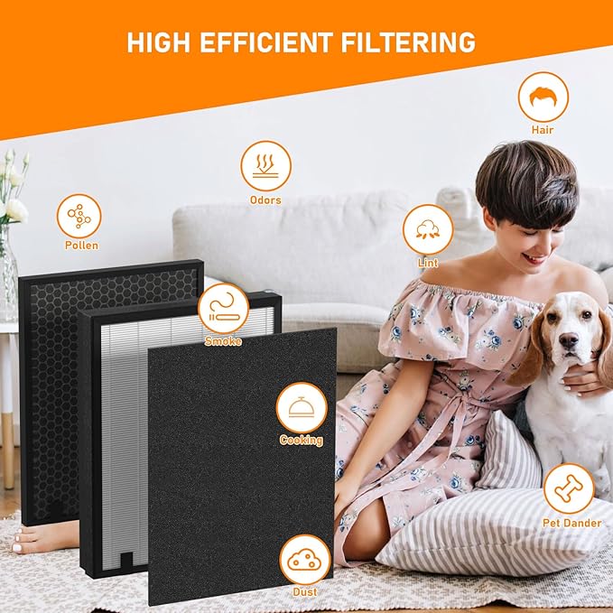 S630/630/718 HEPA Filter Replacement Compatible with Okaysou (OKSOU) Apollo 718 / Apollo 630 Air Cleaner Purifier, 3 Stage H13 Ture HEPA Filter, 2-Pack