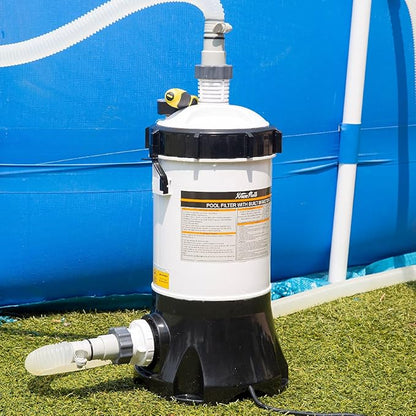XtremepowerUS Pool Cartridge Filter System w/Built-in Pump for Above Ground Pools with Pressure Gauge, White/Black