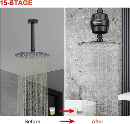 HarJue 15 Stage Shower Filter Replacement Cartridge, Universal High Output Shower Filter for Hard Water Remove Chlorine and Harmful Substances, Body Caring, 1 Pack