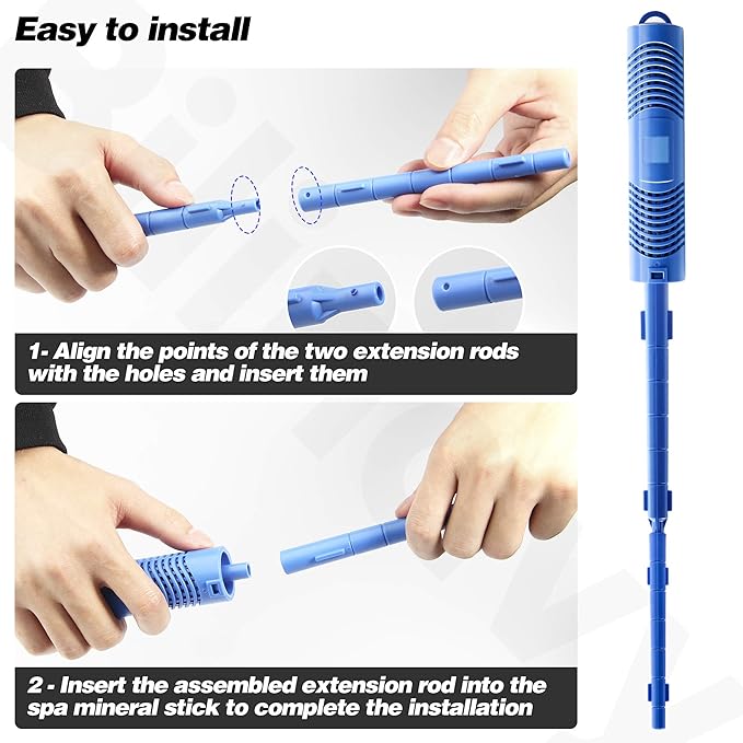 Spa in-Filter Mineral Sticks Parts for Hot Tub Filter Cartridge, Last for 4 Months, Blue, 2PCS