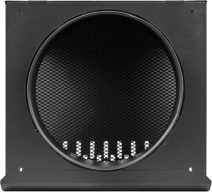 Vent Systems 8" Inch Supply Vent Cover with Rubber Gasket - Graphite Black Galvanized Steel - Robust and Weatherproof Outdoor Air Intake Box - Duct or Surface Mounting - Rain and Snow Protection