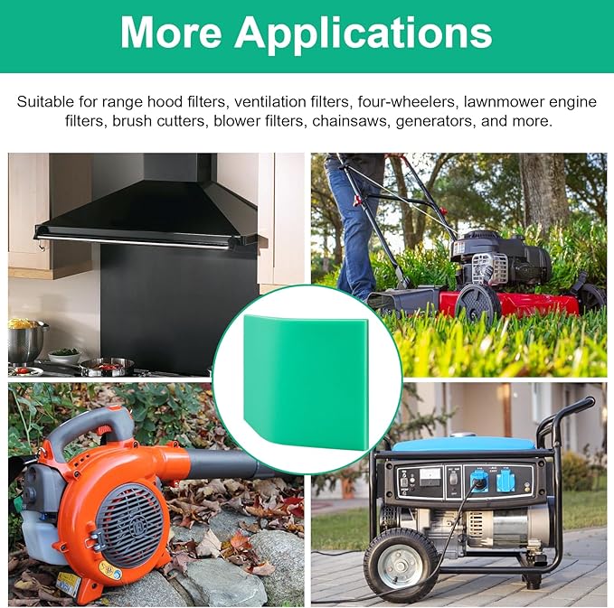 Foam Air Filter Material Replacement for Uni Filter ATV Air Filters- BF-1 BF1 14" X 17" X 5/8" 65-PPI Green Fine Foam Sheet, Air Filter Pads for Motorcycle ATV Scooters Dirt Bike