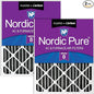 Nordic Pure 16x20x4 (Actual Size: 15 1/2 x 19 1/2 x 3 5/8) Pleated Plus Carbon Air Filters MERV 8 2 Pack