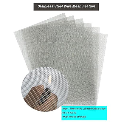 6PACK 304 Stainless Steel Metal Mesh Screen, 12"x8"(30x21cm) Vent Screen, 20Mesh 1mm Hole Fine Wire Mesh Sheet, Easy to Cut for Air Vent, Door, Window, Cage, Filter and DIY Project
