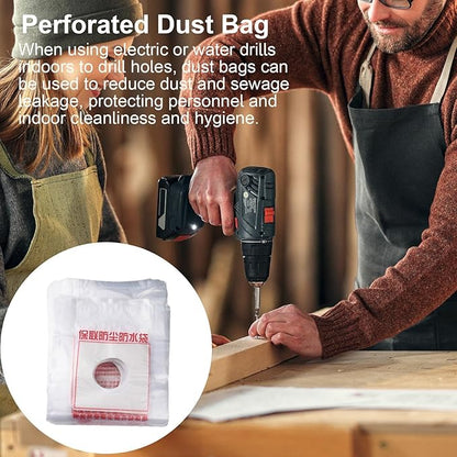 Electric Hammer Dust Bag – Drill Dust Sealr, Hole Saw Catcher | 100PCS Fine Particlle Trap for AC Installation, Wall Cut Dust Barrier Pouch, Compact Vacuum Collector Kit for Plasterboard Drilling Jobs