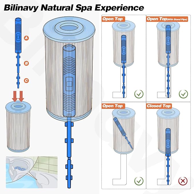 Spa in-Filter Mineral Sticks Parts for Hot Tub Filter Cartridge, Last for 4 Months, Blue, 2PCS