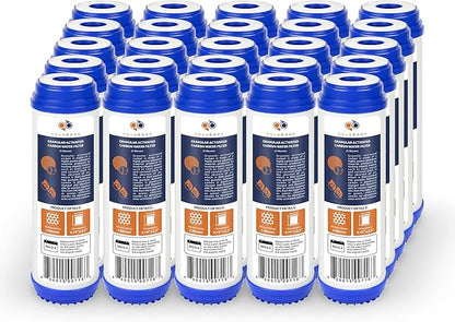 Aquaboon 5 Micron 10 x 2.5 Granular Activated Carbon Water Filter Cartridge GAC Water Filter Replacement Compatible with AP117, GAC-10, GAC1, 25 Pack
