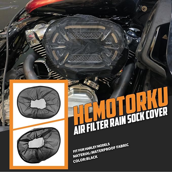 Waterproof Dustproof Air Filter Rain Sock Cover Fit for Harley Sportster XL 1200 883 Dyna Softail Street Glide Road King FLHR FLHX 114 Engine Intake Protection Accessory