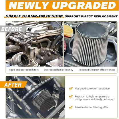 PTNHZ Universal Carbon Fiber 2.5" 63mm High Flow Cold Air Intake Cone Air Filter Power Intake Air Inlet System Air Cleaner