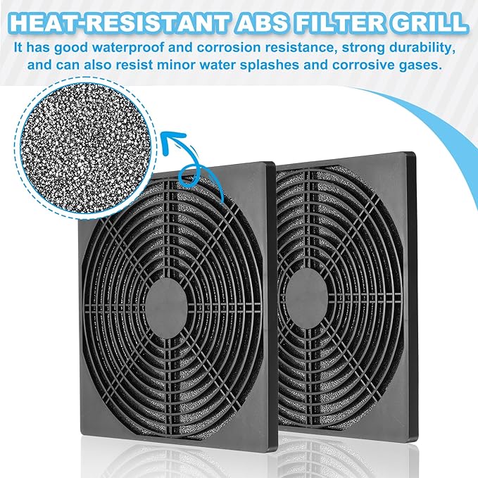 PATIKIL 200mm Fan Filter Grill, 6 Pcs Plastic Ventilation Dustproof Grill Cover Cooling Ventilator with Screws for Industry Workshop Computer Case Refrigerators Air Conditioning, Black