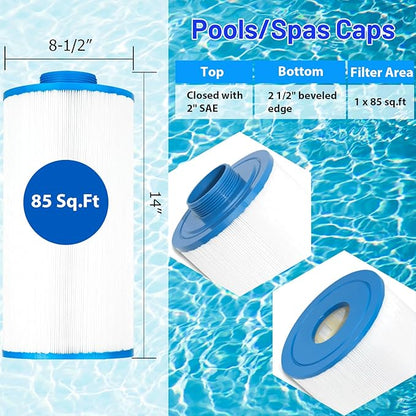 HANXER® Spa Fliter Cartridge Replaces for Sundance 6540-501, PSD85-2002, C-8380, Filbur FC-2810, Excel Filters XLS-840, Aladdin 18007, Baleen AK-70031, Magnum SU80, 85 sq.ft Filter Cartridge