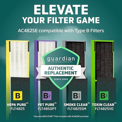 GermGuardian Air Purifier for Home with HEPA Pure Filter, for Wildfire Smoke, Pet Dander, Pollen, Odors, Large Rooms Up To 743 Sq. Ft., Removes 99.97% Pollutants, UV-C, 2-Pack, 22", AC48252PK, Gray
