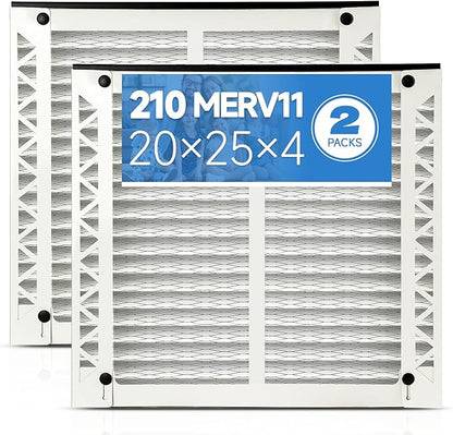 2 Pack 210 Replacement Filter Compatible with AprilAire Whole House Air Purifiers Model 1210, 1620, 2210, 2216, 3210, 4200,Size:20x25x4(20.2" x 25.4" x 3.77") MERV 11 Pleated HVAC AC Furnace Filter