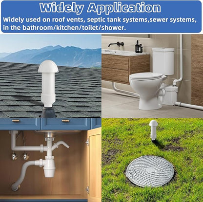 1.5 Inch Vent Stack Pipe Filter,Septic Tank Filter Vent Sewer Vents Cap for PVC Roof ABS Pipe Plumbing,Roof Vents Filters Remove Outdoor Septic and Sewer Odors&Improve Yard Patio Air,with Mushroom Cap