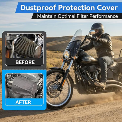 Meonum 2 Pack Cone Air Intake Filter Cover, Universal Cold Air Filter Sock Dustproof Protective Cover, Car Motorcycle Cleaner Wrap Accessories for High Flow Cone Intake Filters (Large)
