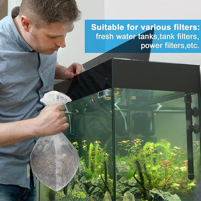Abbylike 10pcs Large Filter Media Bags with Plastic Zipper 11.7" x 7.8" Reusable Fish Tank Filter Bags - Aquarium Mesh for Activated Carbon, Bio Balls, Ceramic Rings