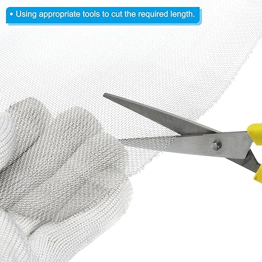PATIKIL 40" L x 16" W Woven Wire Mesh, 24 Mesh 304 Stainless Steel Air Vent Filter Screen with Gloves for Window Security Vent Cover Filtration Animals Fence