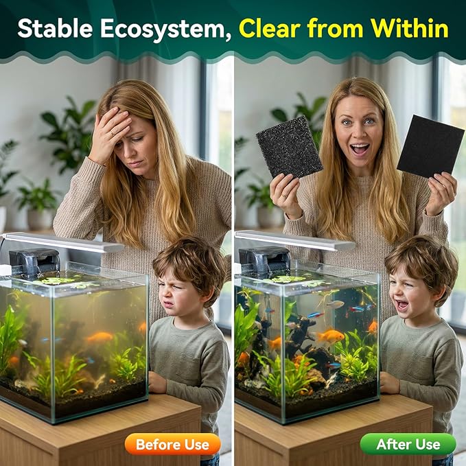 Borlech Aquarium Bio Filter Sponge Pad - Cut-to-Size Aquarium Filter Media for Fish Tank, Pond, Sump - Mechanical & Biological Filtration (18.5"x18.5"x1.6", 50PPI, 2 Pack)