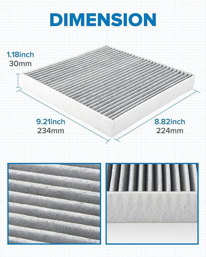 PHILTOP Premium Cabin Air Filter, Replacement for CF10134, Accord, Ridgeline, Civic, Pilot, Odyssey, CR-V, Passport, Crosstour, MDX, RDX, TSX, TL, RL, ILX, RLX, TLX, ZDX, Includes Activated Carbon