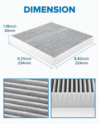 PHILTOP Premium Cabin Air Filter, Replacement for CF10134, Accord, Ridgeline, Civic, Pilot, Odyssey, CR-V, Passport, Crosstour, MDX, RDX, TSX, TL, RL, ILX, RLX, TLX, ZDX, Includes Activated Carbon