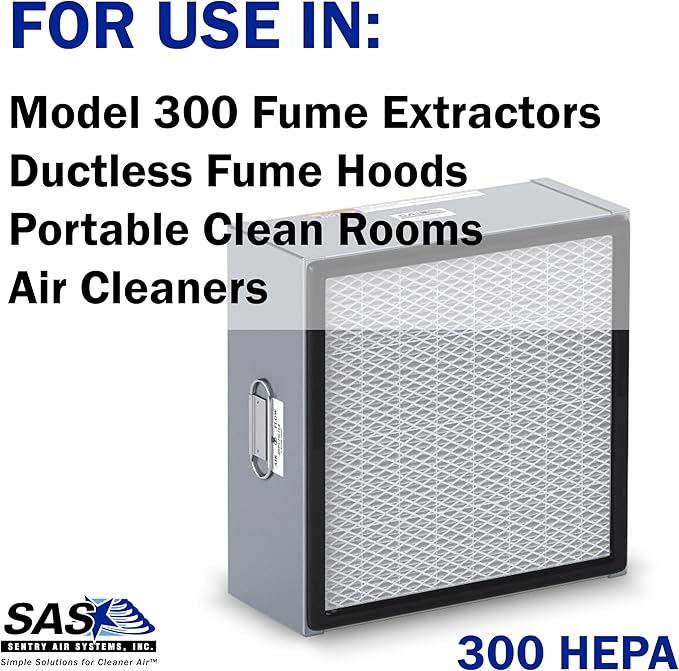 HEPA Filter for Model 300 Sentry Air Systems – MERV 17 Air Filter for Fume Extractors, Fume Hoods, Portable Clean Rooms, and Air Cleaners – 99.97% efficiency down to 0.3 microns