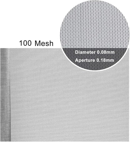 Stainless Steel Woven Wire Mesh, 304 Steel Wire Cloth, 100 Mesh High-Density Filter Screen, Rodent-Proof Insect Mesh, Tear-Resistant Metal Grid for Airbricks, Garden