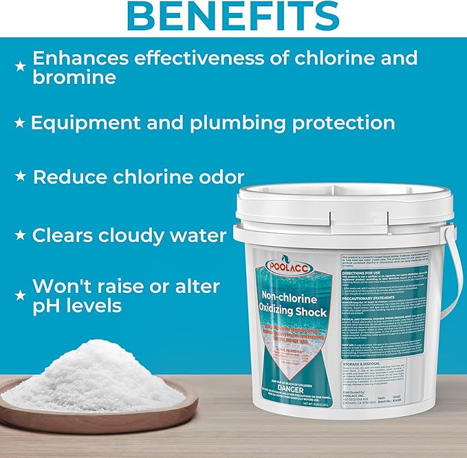 5 LB Non-Chlorine Spa Shock Oxidizer for Hot Tub, Chlorine-Free Treatment & Enhanced Oxidizing Shock for Hot Tubs, Spas and Pools, Quick Dissolving, Fast-Acting