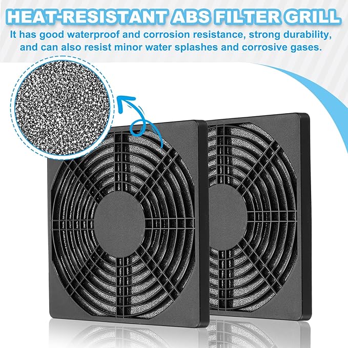 PATIKIL 135mm Fan Filter Grill, 6 Pcs Plastic Ventilation Dustproof Grill Cover Cooling Ventilator with Screws for Industry Workshop Computer Case Refrigerators Air Conditioning, Black