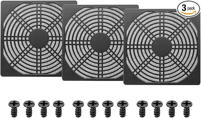 PATIKIL 150mm Fan Filter Grill, 3 Pcs Plastic Ventilation Dustproof Grill Cover Cooling Ventilator with Screws for Industry Workshop Computer Case Refrigerators Air Conditioning, Black