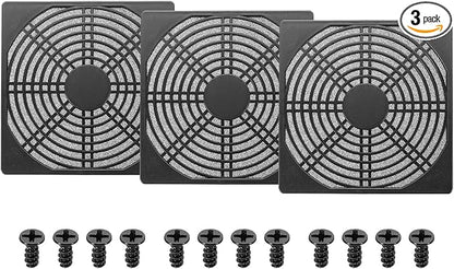 PATIKIL 150mm Fan Filter Grill, 3 Pcs Plastic Ventilation Dustproof Grill Cover Cooling Ventilator with Screws for Industry Workshop Computer Case Refrigerators Air Conditioning, Black