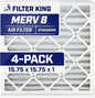 Filter King 15.75x15.75x1 Air Filter | 4-PACK | MERV 8 HVAC Pleated A/C Furnace Filters | MADE IN USA | Actual Size: 15.75 x 15.75 x .75"