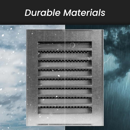 Repa Market 8" x 8" Inch (Inner Dimensions) Galvanized Black Soffit Vent Cover - Louvered Square Gable Vent with Mesh Screen - Intake/Exhaust Ventilation Grill - HVAC Ducting Return Air Vent Cover